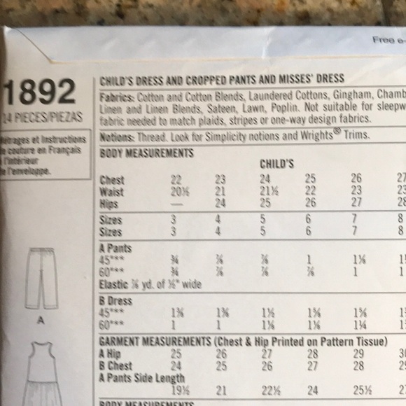 BNWT simplicity pattern- mommy and me dress - Picture 4 of 4